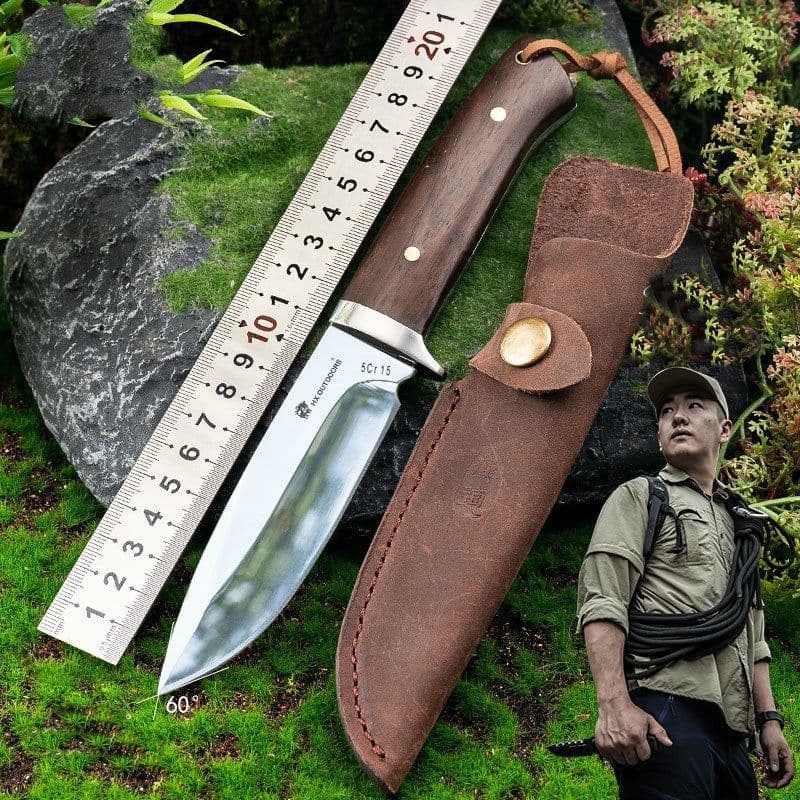 image-Straight Knife Outdoor Survival Knife Wilderness Survival Knife Self-defense Pocket Knife High Hardness