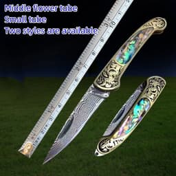 image-Camping Hunting Folding Survival Combat Knife Natural Shell