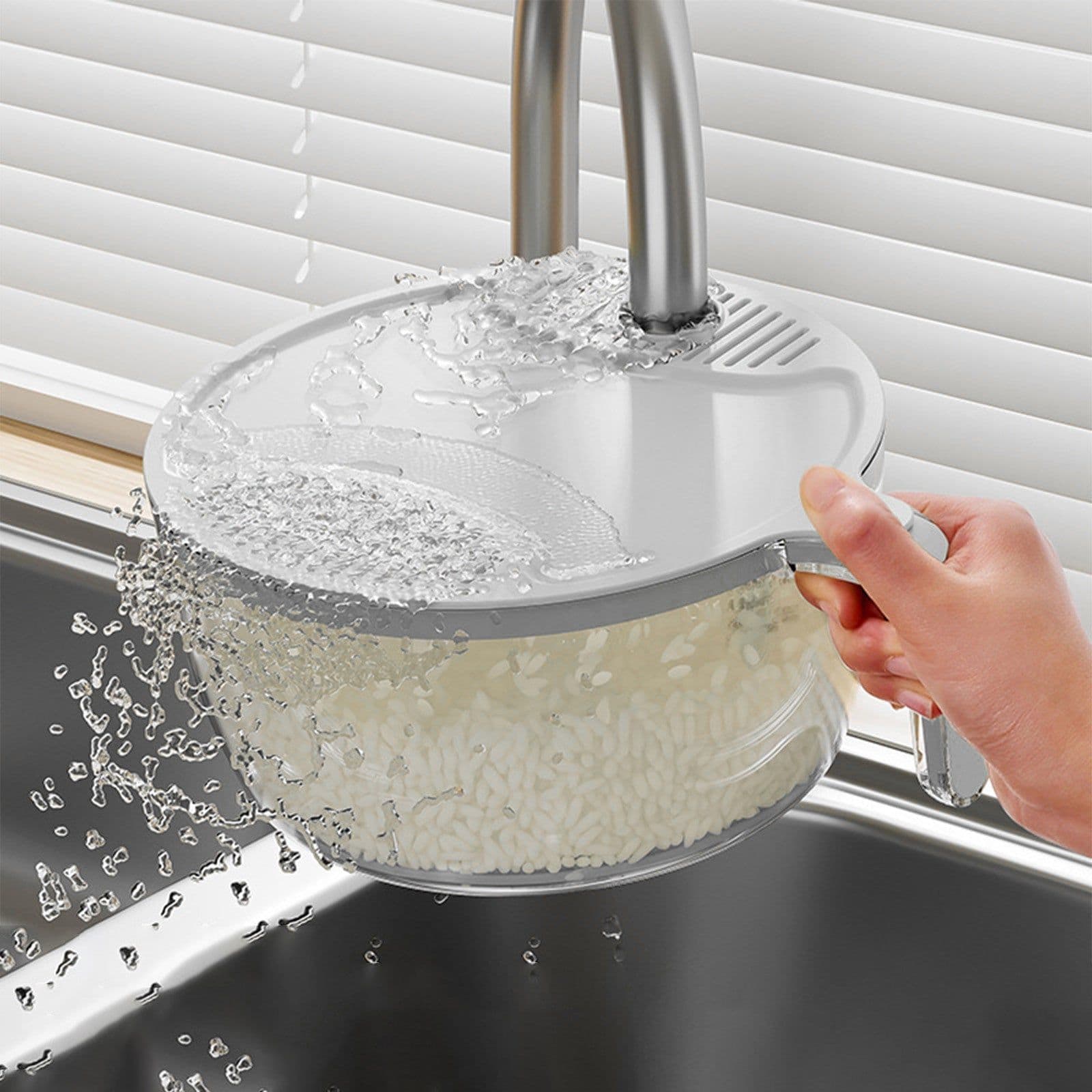image-Multifunctional Drainage Basin For Domestic Kitchen Rice Fruit Washing Basket Vegetable Basket Wash Multi Function Kitchen Gadgets