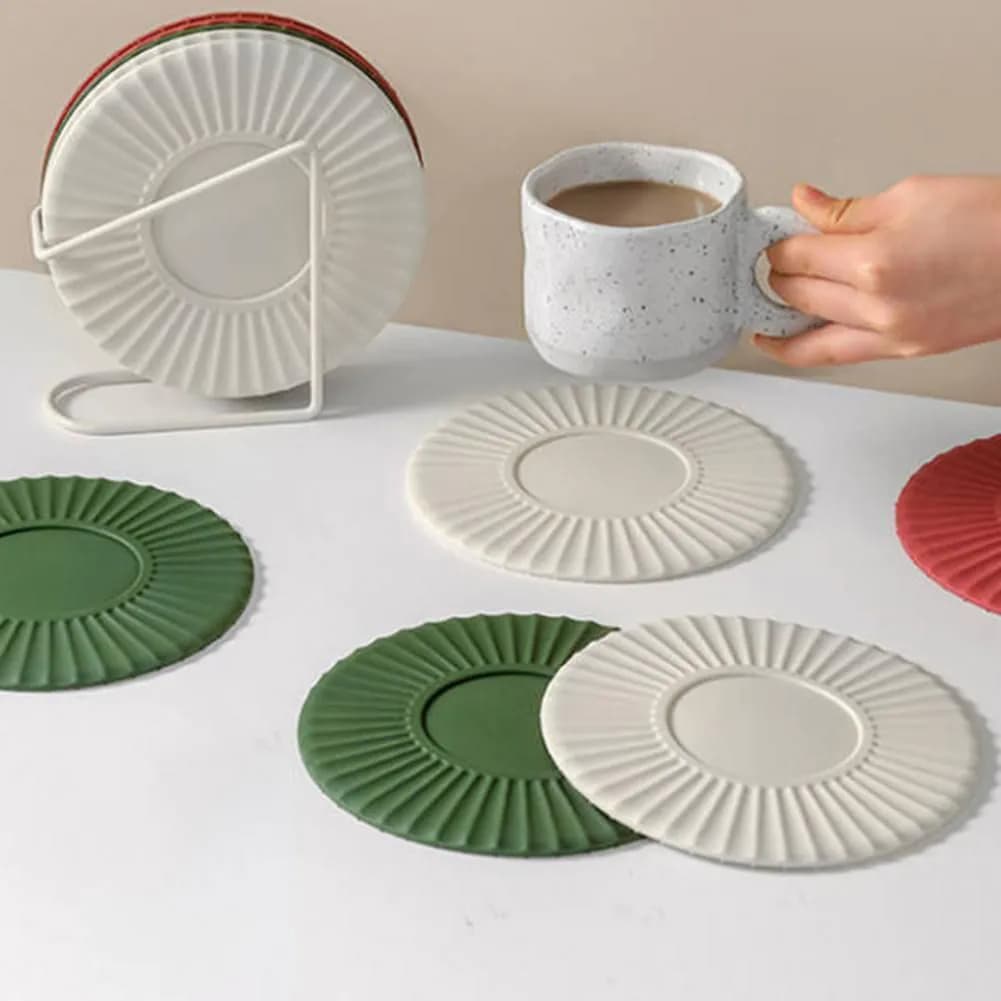 image-Non-slip Silicone Dining Table Placemat Kitchen Accessories Mat Cup Bar Drink Coffee Mug Pads, Heat Insulation Coasters, Drink Cup Mat For Bar Kitchen And Patio Tabletop