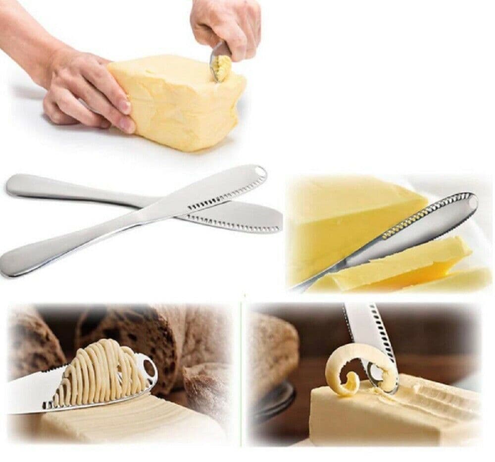 image-3 In 1 Stainless Steel Butter Spreader Knife Butter Curler Spreader Butter Knife