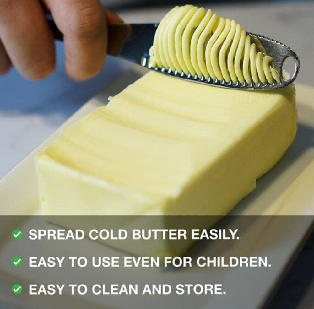 image-3 In 1 Stainless Steel Butter Spreader Knife Butter Curler Spreader Butter Knife