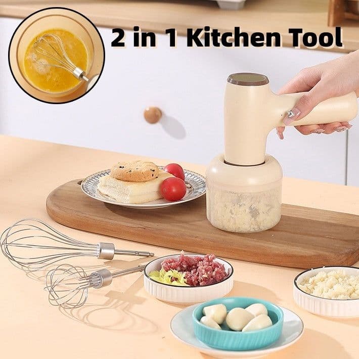 image-2 In 1 Electric Garlic Chopper USB Rechargeable Vegetable Chili Meat Ginger Masher Handheld Multipurpose Kitchen Gadgets