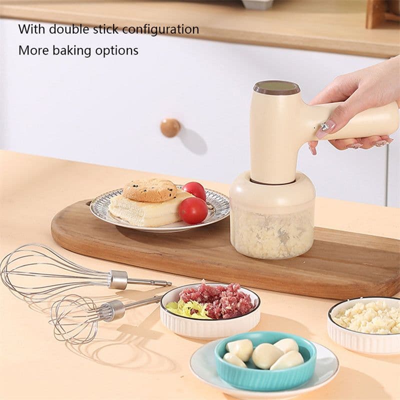 image-2 In 1 Electric Garlic Chopper USB Rechargeable Vegetable Chili Meat Ginger Masher Handheld Multipurpose Kitchen Gadgets