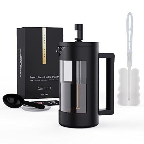 image-French Press Coffee Maker, Camping Plastic Glass French Coffee Press, Medium Size Tea And Frothed Milk Press,100 Percent BPA Free Prensa Francesa, Rust-Free And Dishwasher Safe,12 Oz & 21 Oz