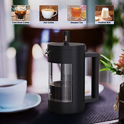 image-French Press Coffee Maker, Camping Plastic Glass French Coffee Press, Medium Size Tea And Frothed Milk Press,100 Percent BPA Free Prensa Francesa, Rust-Free And Dishwasher Safe,12 Oz & 21 Oz
