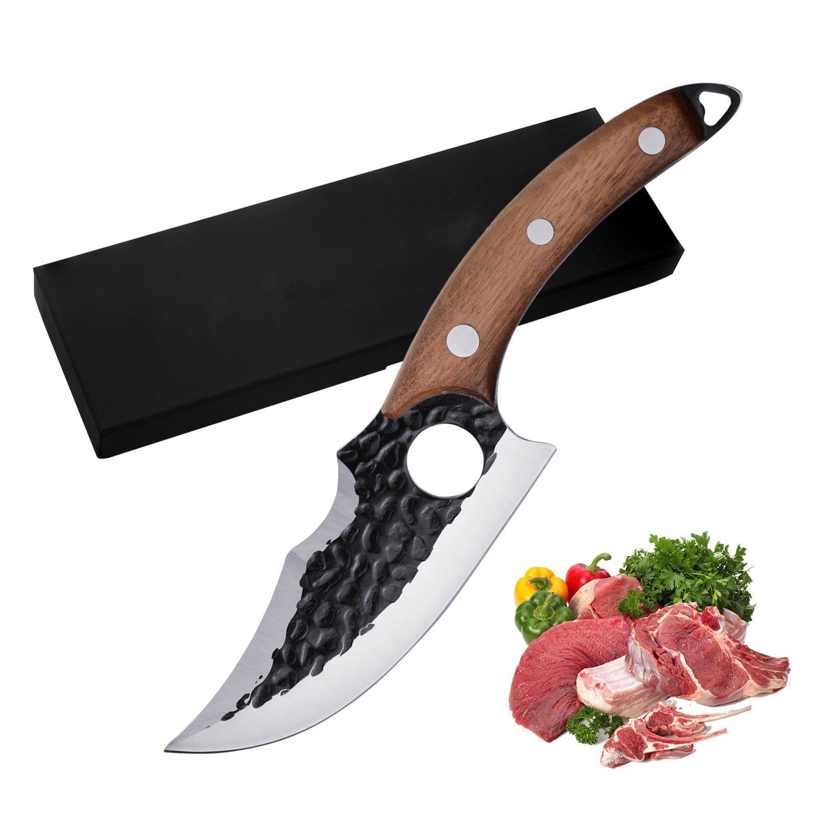 image-Kegani Viking Knife For Meat Cutting 6 Inch Meat Cleaver Boning Knife, High Carbon Steel Fillet Knife With Sheath For Kitchen And Outdoor Camping Gifts
