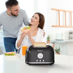 image-Toaster 2 Slice Retro Toaster Stainless Steel With 6 Bread Shade Settings And Bagel Cancel Defrost Reheat Function, Cute Bread Toaster With Extra Wide Slot And Removable Crumb Tray