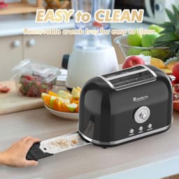 image-Toaster 2 Slice Retro Toaster Stainless Steel With 6 Bread Shade Settings And Bagel Cancel Defrost Reheat Function, Cute Bread Toaster With Extra Wide Slot And Removable Crumb Tray