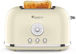 image-Toaster 2 Slice Retro Toaster Stainless Steel With 6 Bread Shade Settings And Bagel Cancel Defrost Reheat Function, Cute Bread Toaster With Extra Wide Slot And Removable Crumb Tray
