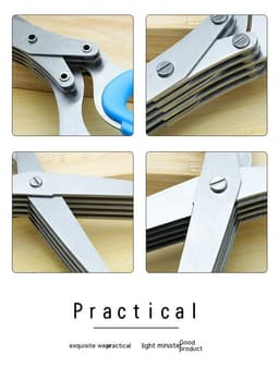 image-Kitchen Crushing Chopped Green Onion Multi-functional Stainless Steel Five-layer Crushing Scissors
