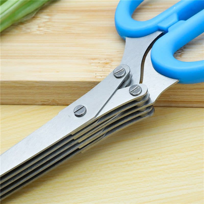 image-Kitchen Crushing Chopped Green Onion Multi-functional Stainless Steel Five-layer Crushing Scissors