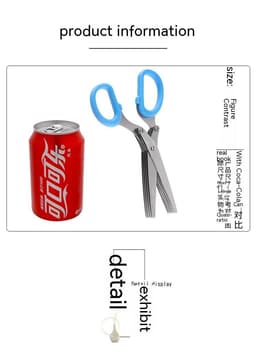 image-Kitchen Crushing Chopped Green Onion Multi-functional Stainless Steel Five-layer Crushing Scissors