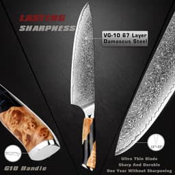 image-Damascus Steel Chef Knife Kitchen Professional Knives