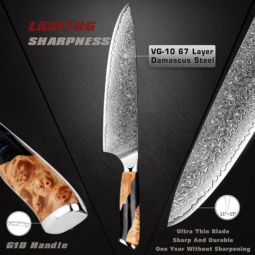 image-Damascus Steel Chef Knife Kitchen Professional Knives