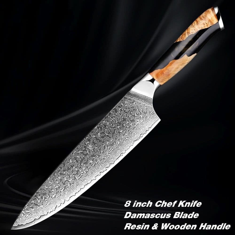 image-Damascus Steel Chef Knife Kitchen Professional Knives