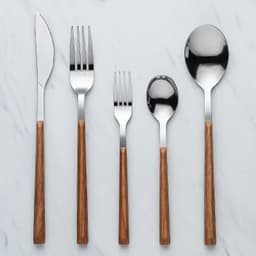 image-Nordic Household Steak Knife Fork Spoon Plate Stainless Steel Wooden Western Tableware Set