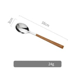 image-Nordic Household Steak Knife Fork Spoon Plate Stainless Steel Wooden Western Tableware Set