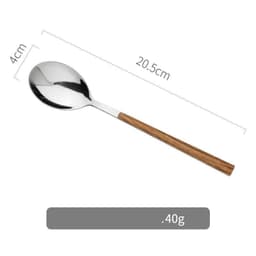 image-Nordic Household Steak Knife Fork Spoon Plate Stainless Steel Wooden Western Tableware Set
