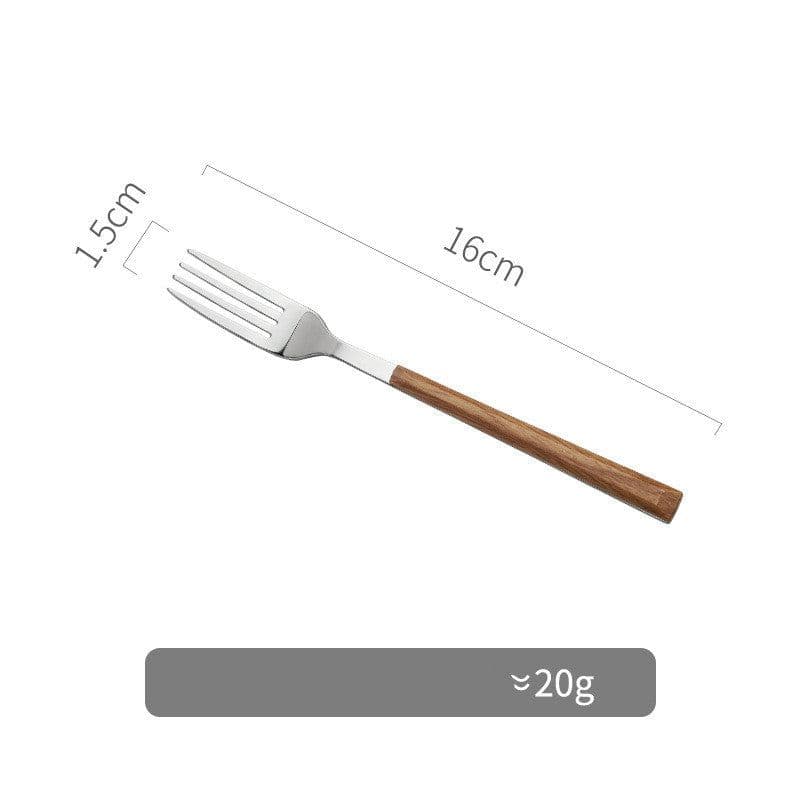 image-Nordic Household Steak Knife Fork Spoon Plate Stainless Steel Wooden Western Tableware Set