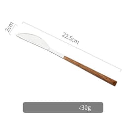 image-Nordic Household Steak Knife Fork Spoon Plate Stainless Steel Wooden Western Tableware Set