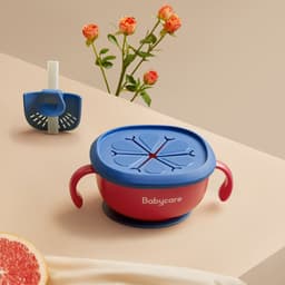 image-Babycare 3 in 1 Baby Feeding Snack Soup Bowl with Straw Infant Learning Dishes Suction Bowl Handle Tableware Petal Snack Bowl