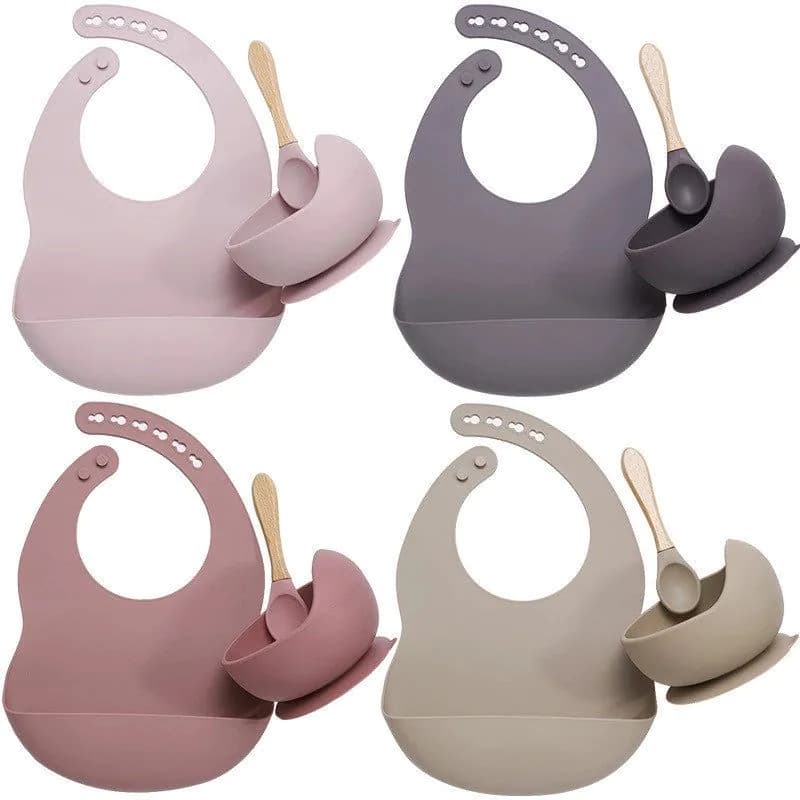 image-Suitable For Silicone Baby Plate Bowl Spoon Combo Set
