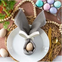 image-Easter Bunny Napkin Ring Holders Easter Table Decoration for Home Wooden Rabbit Ear Tissue Ring Happy Easter Party Supply