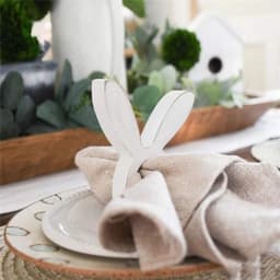 image-Easter Bunny Napkin Ring Holders Easter Table Decoration for Home Wooden Rabbit Ear Tissue Ring Happy Easter Party Supply
