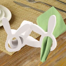 image-Easter Bunny Napkin Ring Holders Easter Table Decoration for Home Wooden Rabbit Ear Tissue Ring Happy Easter Party Supply