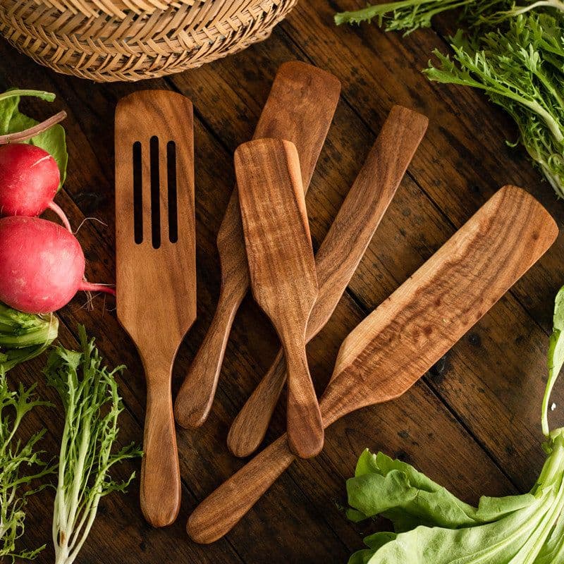 image-Teak Cooking Spatula Wood Spatula Salad Spatula
