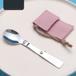 image-Outdoor Camping Picnic Stainless Steel Spoon Tableware Camp Titanium Spork Folding Camp Spoon Utensil Portable Camping Equipment