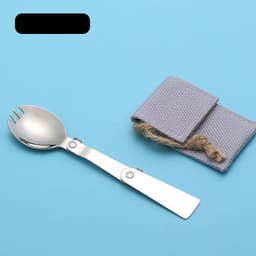 image-Outdoor Camping Picnic Stainless Steel Spoon Tableware Camp Titanium Spork Folding Camp Spoon Utensil Portable Camping Equipment