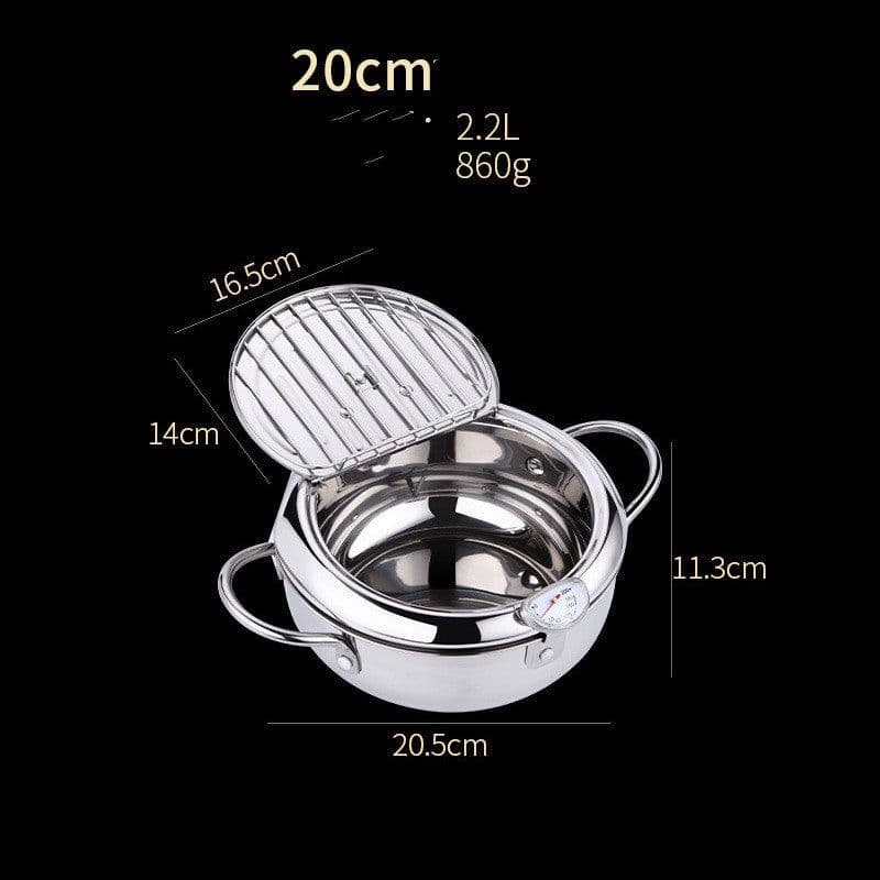 image-Temperature Controllable Japanese Household Tempura Fryer Mini Stainless Steel Fryer Induction Cooker General Gift Customization
