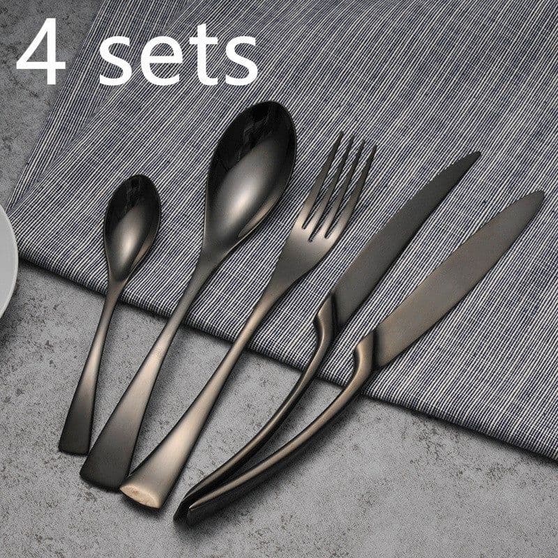 image-Cutlery Cutlery Stainless Steel Western Tableware Titanium Plated Black Gold