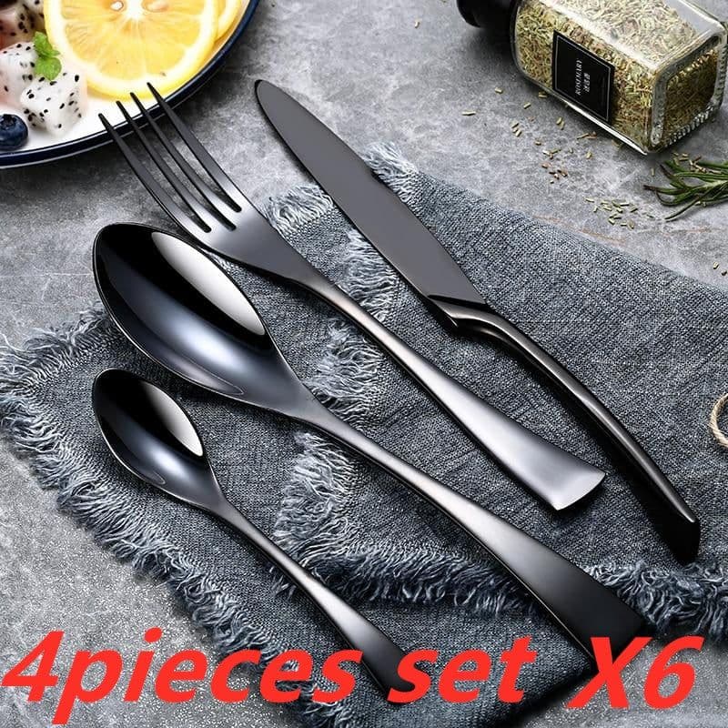 image-Cutlery Cutlery Stainless Steel Western Tableware Titanium Plated Black Gold
