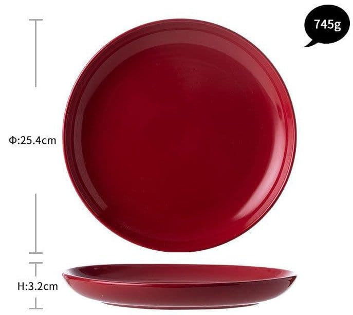 image-Luxury Red Glaze Ceramic Dinner Sets Kitchen Utensils Porcelain Salad Serving Plate Dish Bowl Restaurant Dining Table Home Decor