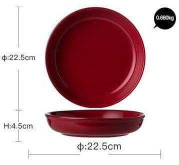 image-Luxury Red Glaze Ceramic Dinner Sets Kitchen Utensils Porcelain Salad Serving Plate Dish Bowl Restaurant Dining Table Home Decor