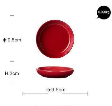 image-Luxury Red Glaze Ceramic Dinner Sets Kitchen Utensils Porcelain Salad Serving Plate Dish Bowl Restaurant Dining Table Home Decor