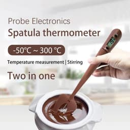 image-Digital Cooking Thermometer Double Use Silicone Scraper Spatula Safety Cooking Food BBQ Meat Thermometer Baking Tool