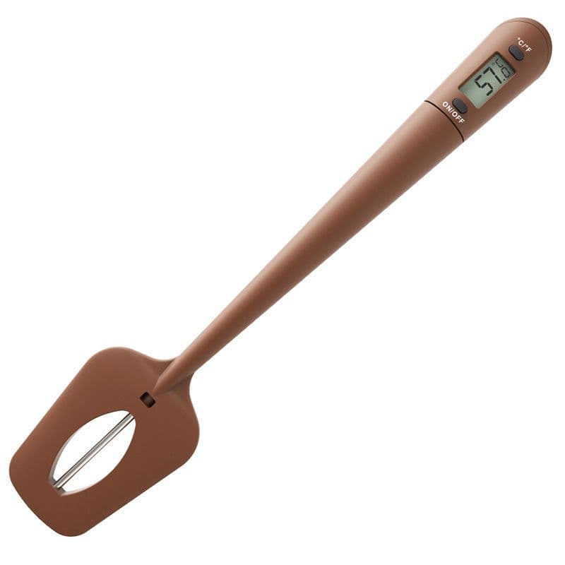 image-Digital Cooking Thermometer Double Use Silicone Scraper Spatula Safety Cooking Food BBQ Meat Thermometer Baking Tool