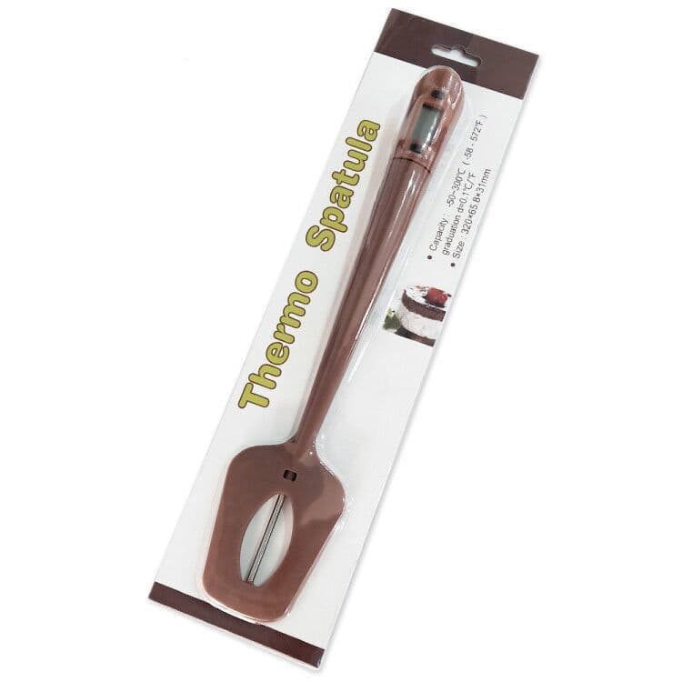 image-Digital Cooking Thermometer Double Use Silicone Scraper Spatula Safety Cooking Food BBQ Meat Thermometer Baking Tool