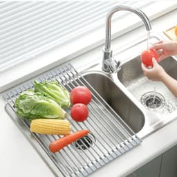 image-Sink Bowl Rack Stainless Steel Drain Rack Foldable Kitchen Sink Sink Sink Dish Rack