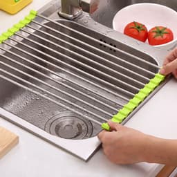 image-Sink Bowl Rack Stainless Steel Drain Rack Foldable Kitchen Sink Sink Sink Dish Rack