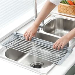 image-Sink Bowl Rack Stainless Steel Drain Rack Foldable Kitchen Sink Sink Sink Dish Rack