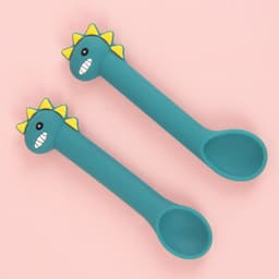 image-Baby Silicone Spoon Training Spoon Baby Feeding Soft Head Spoon Silicone Cartoon Spoon Tableware