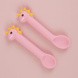 image-Baby Silicone Spoon Training Spoon Baby Feeding Soft Head Spoon Silicone Cartoon Spoon Tableware