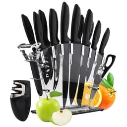 image-Stainless Steel Knife Set Kitchen Household Slicing Knife Chef's Knife Bread Knife Cheese Knife Scissors Pizza Knife Steak Knife
