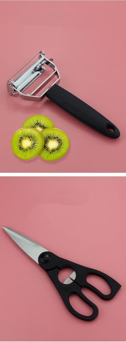 image-Stainless Steel Knife Set Kitchen Household Slicing Knife Chef's Knife Bread Knife Cheese Knife Scissors Pizza Knife Steak Knife