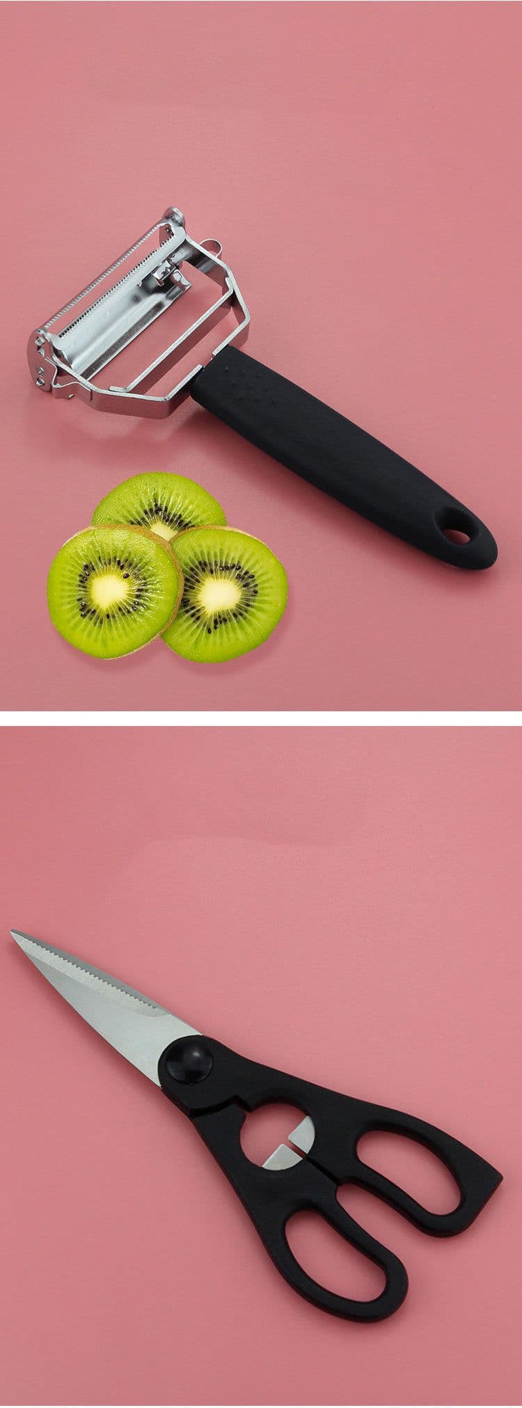 image-Stainless Steel Knife Set Kitchen Household Slicing Knife Chef's Knife Bread Knife Cheese Knife Scissors Pizza Knife Steak Knife
